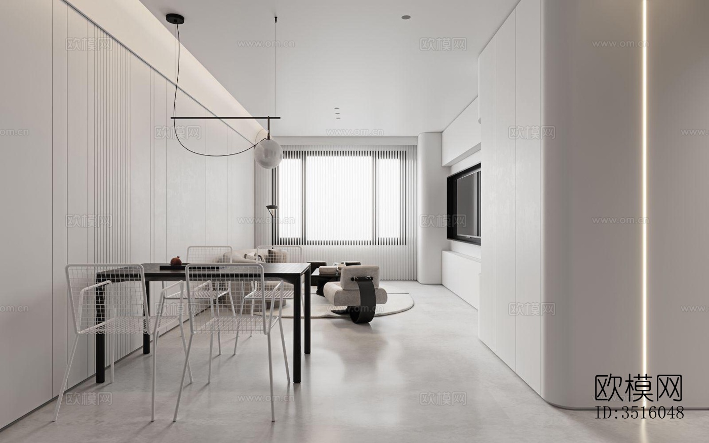 现代平层效果图下载（渲染图11）