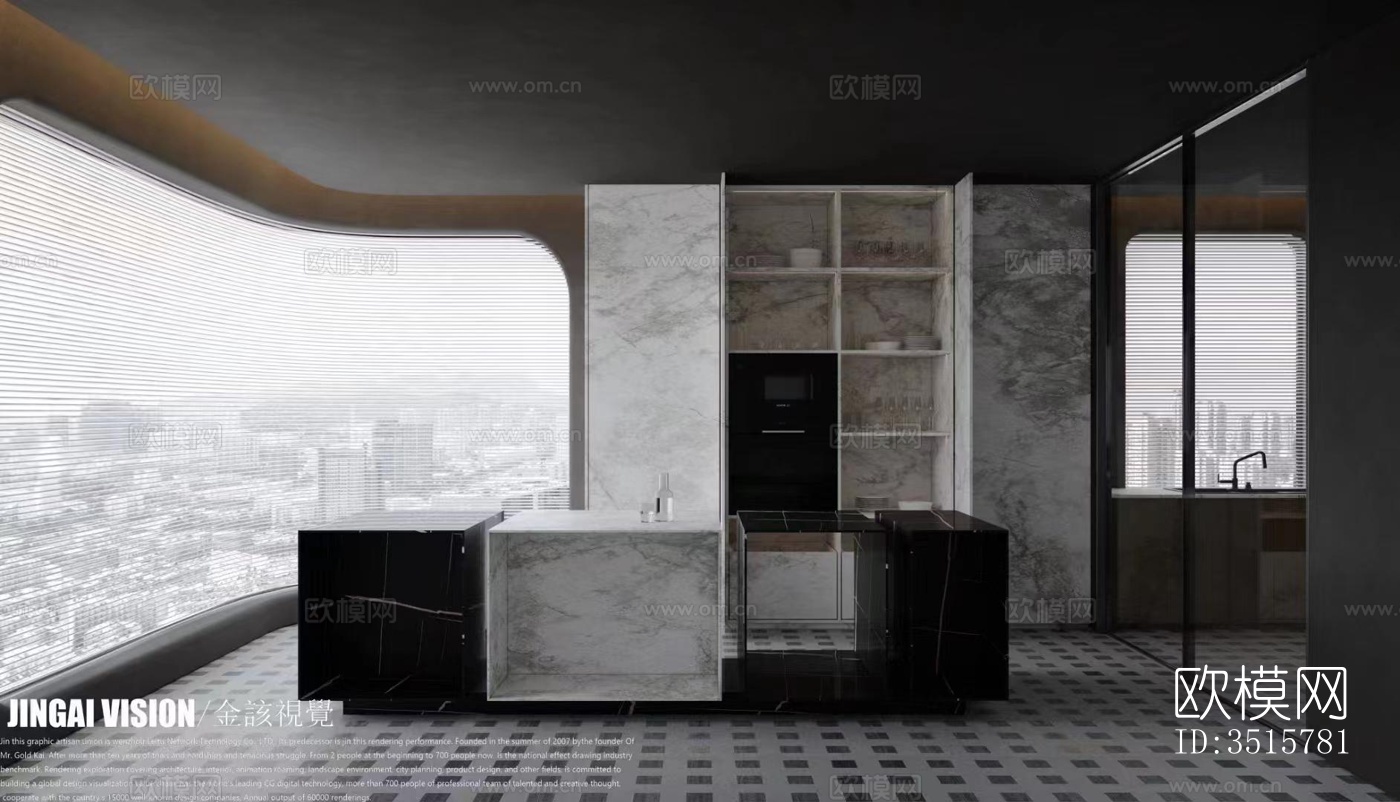 现代平层效果图下载（渲染图3）