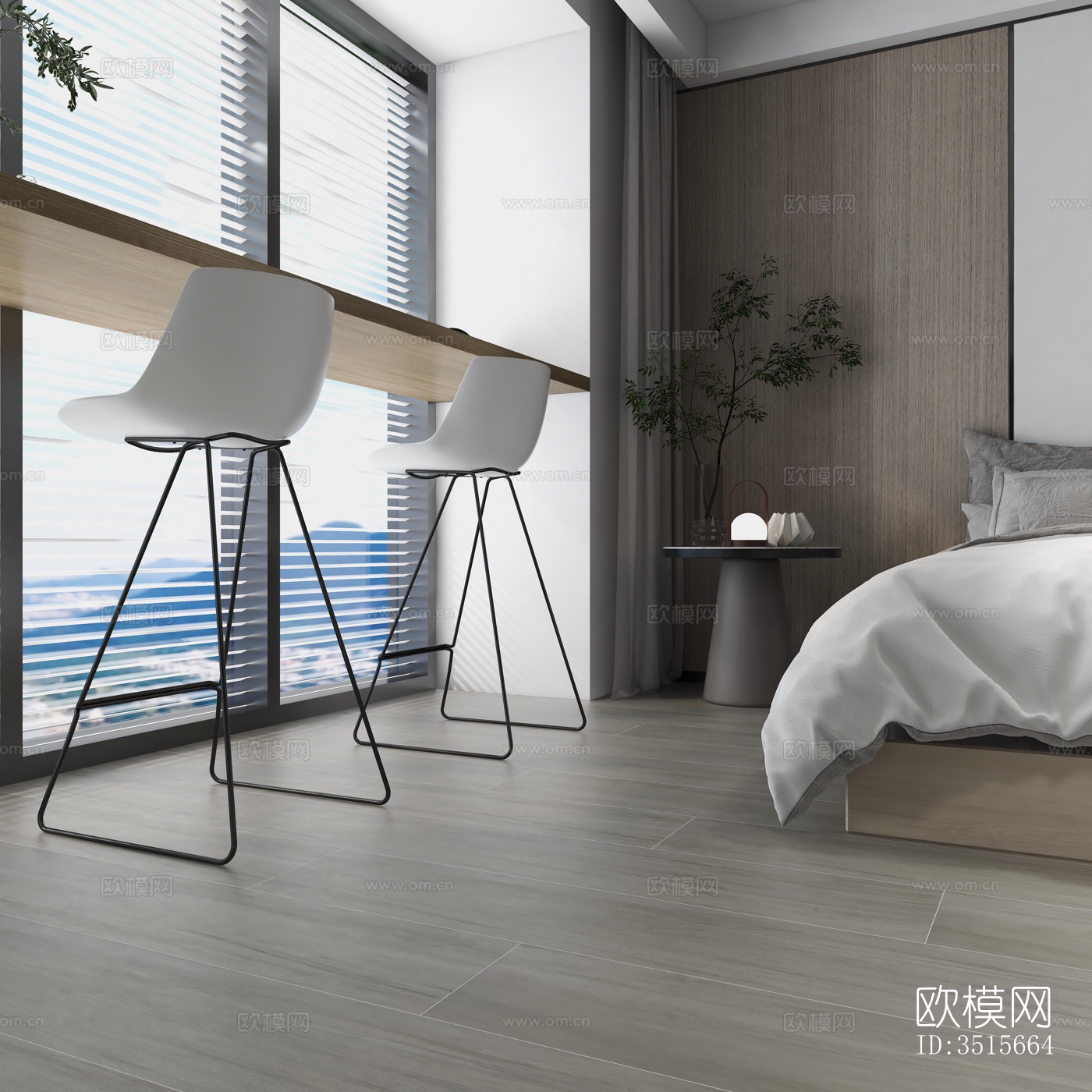 现代卧室效果图下载（渲染图5）