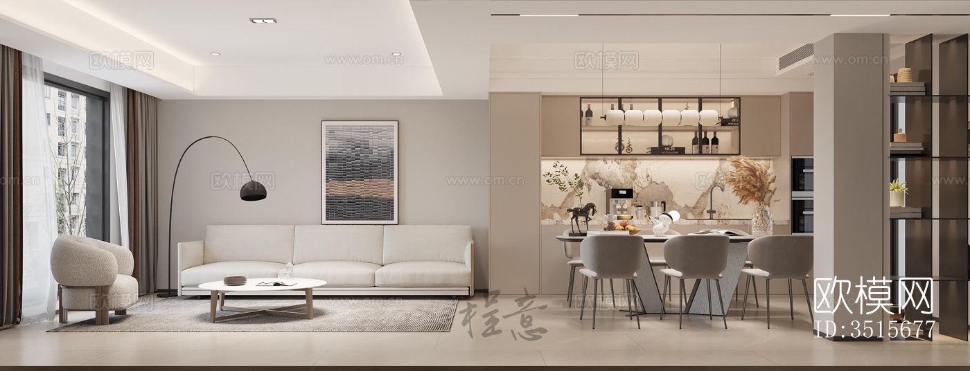 现代平层效果图下载（渲染图3）