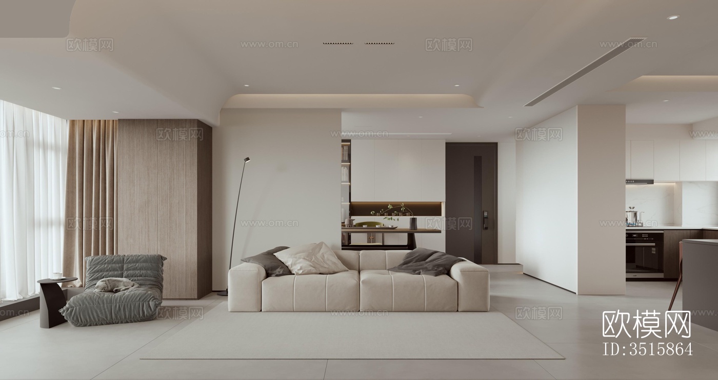 现代平层效果图下载（渲染图3）