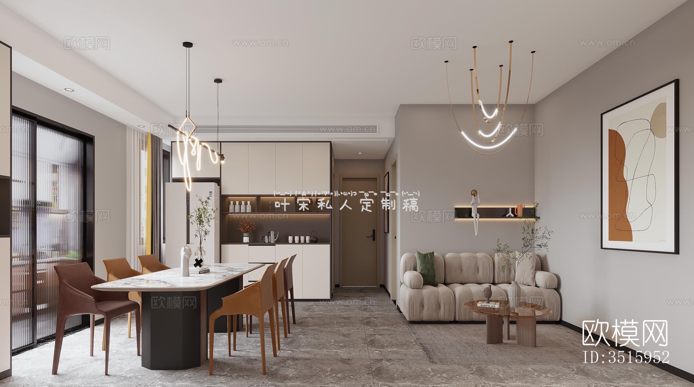 现代平层效果图下载（渲染图2）