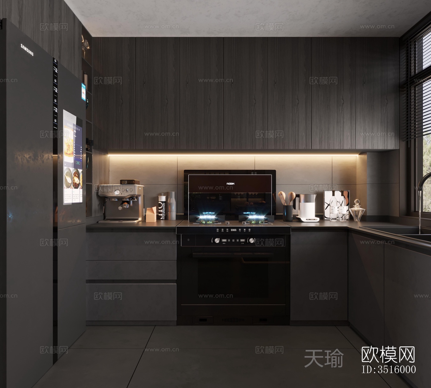 现代平层效果图下载（渲染图8）