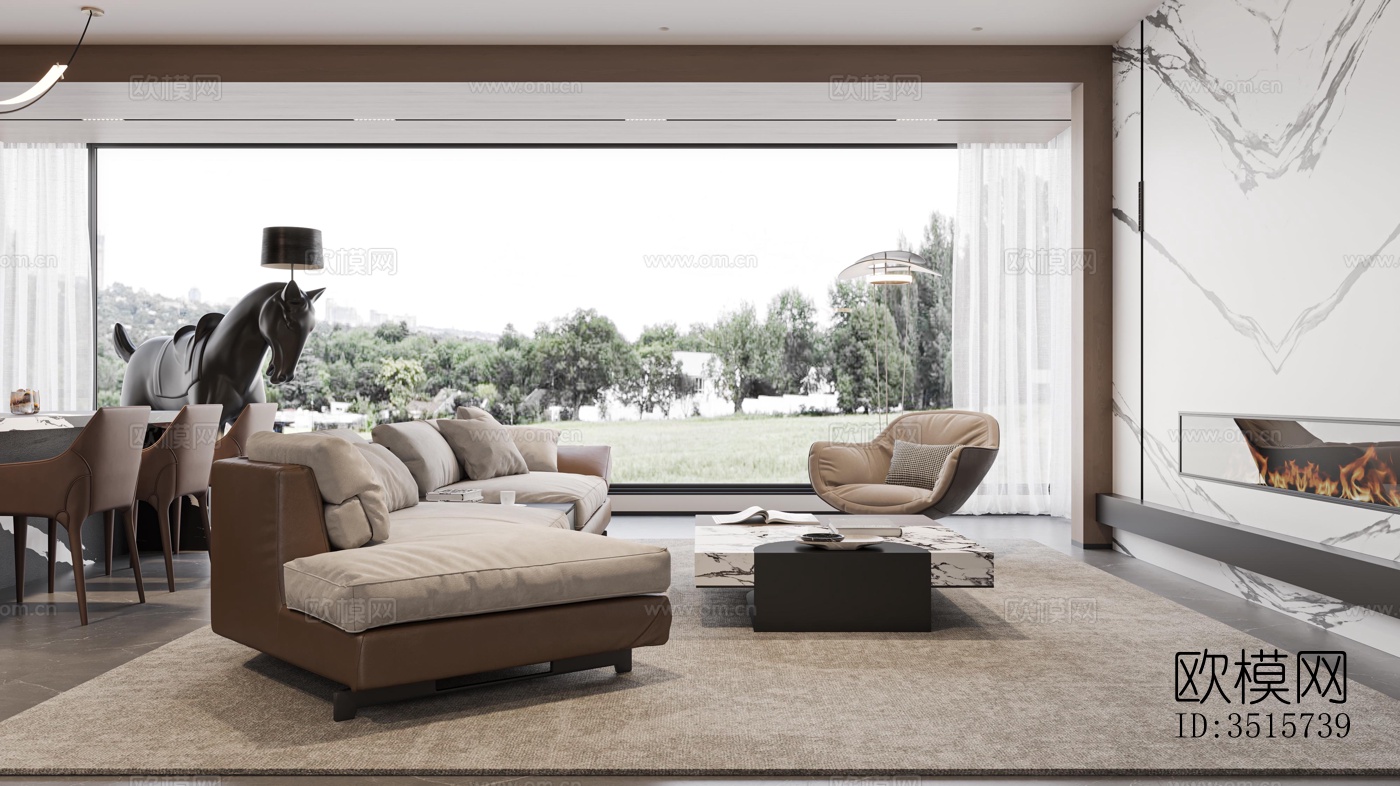 现代平层效果图下载（渲染图6）