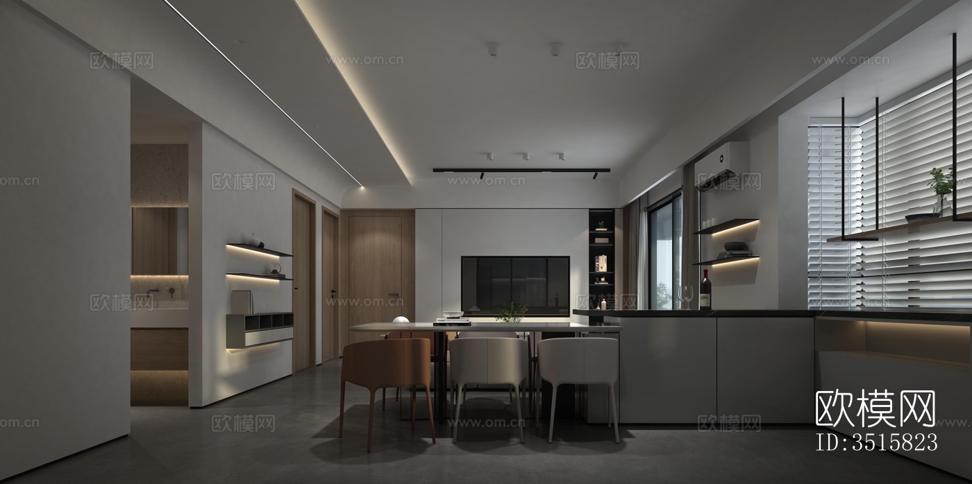 现代平层效果图下载（渲染图4）