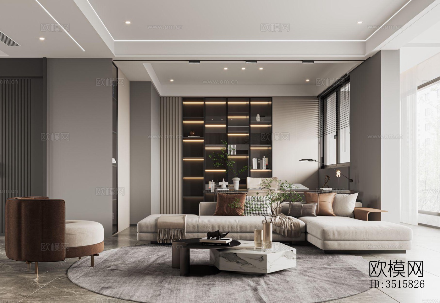 现代平层效果图下载（渲染图5）