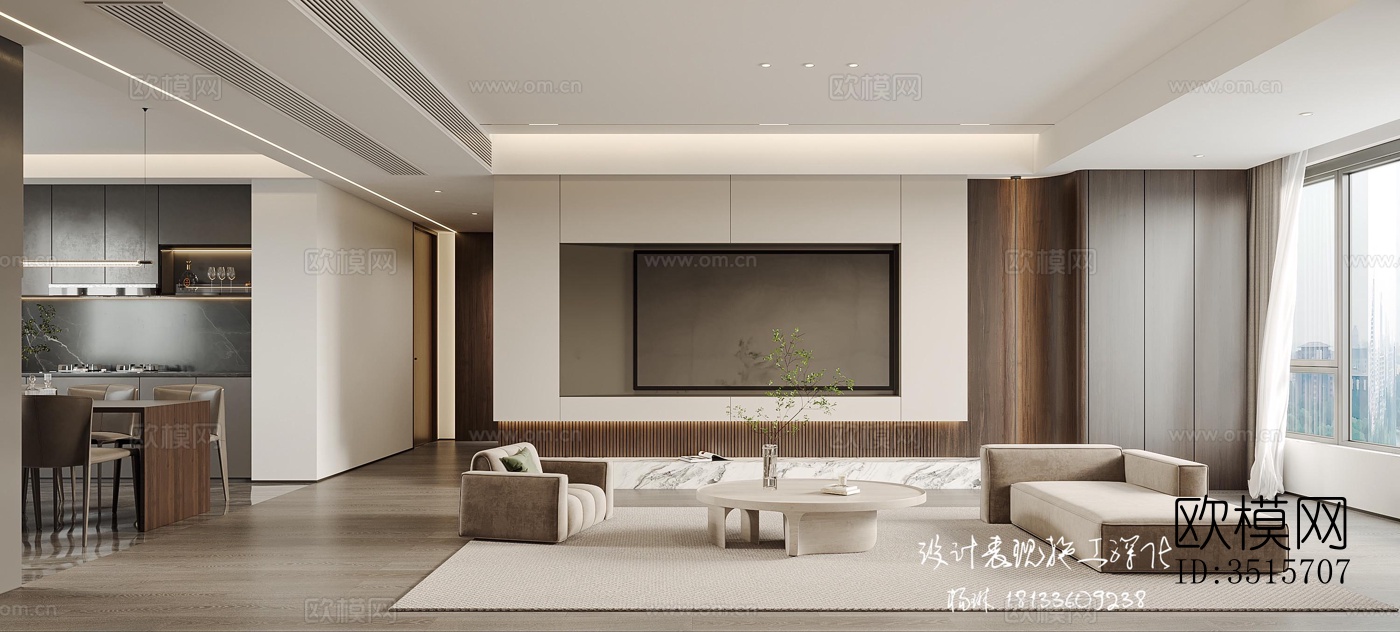 现代平层效果图下载（渲染图1）