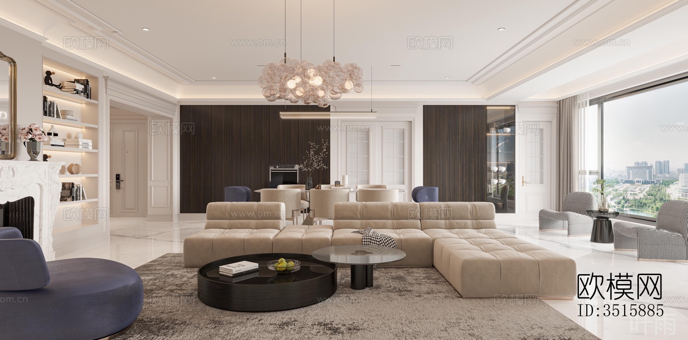 现代平层效果图下载（渲染图2）