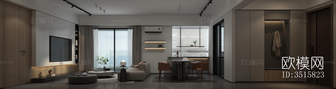 现代平层效果图下载（渲染图3）