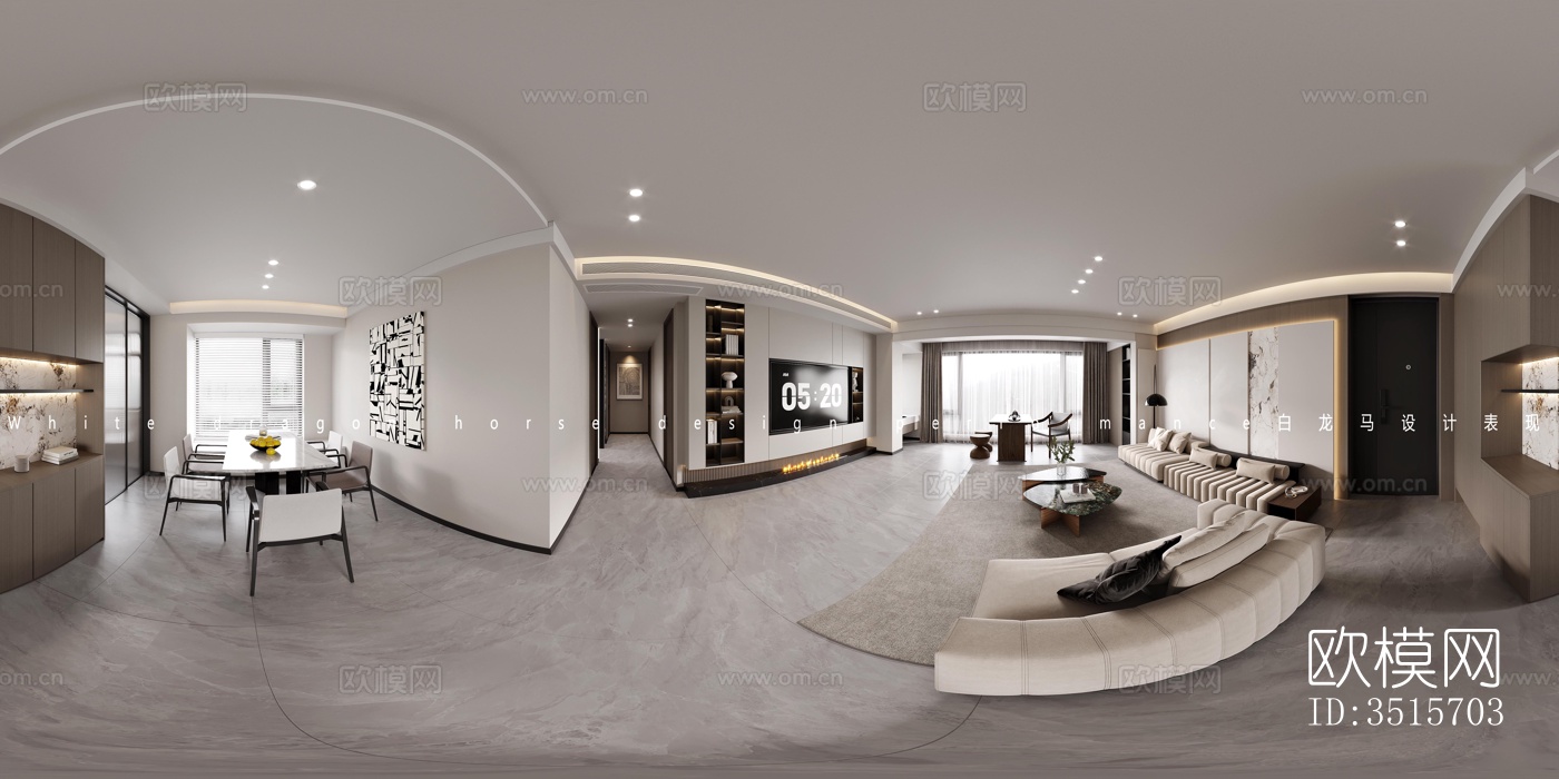 现代平层效果图下载（渲染图2）