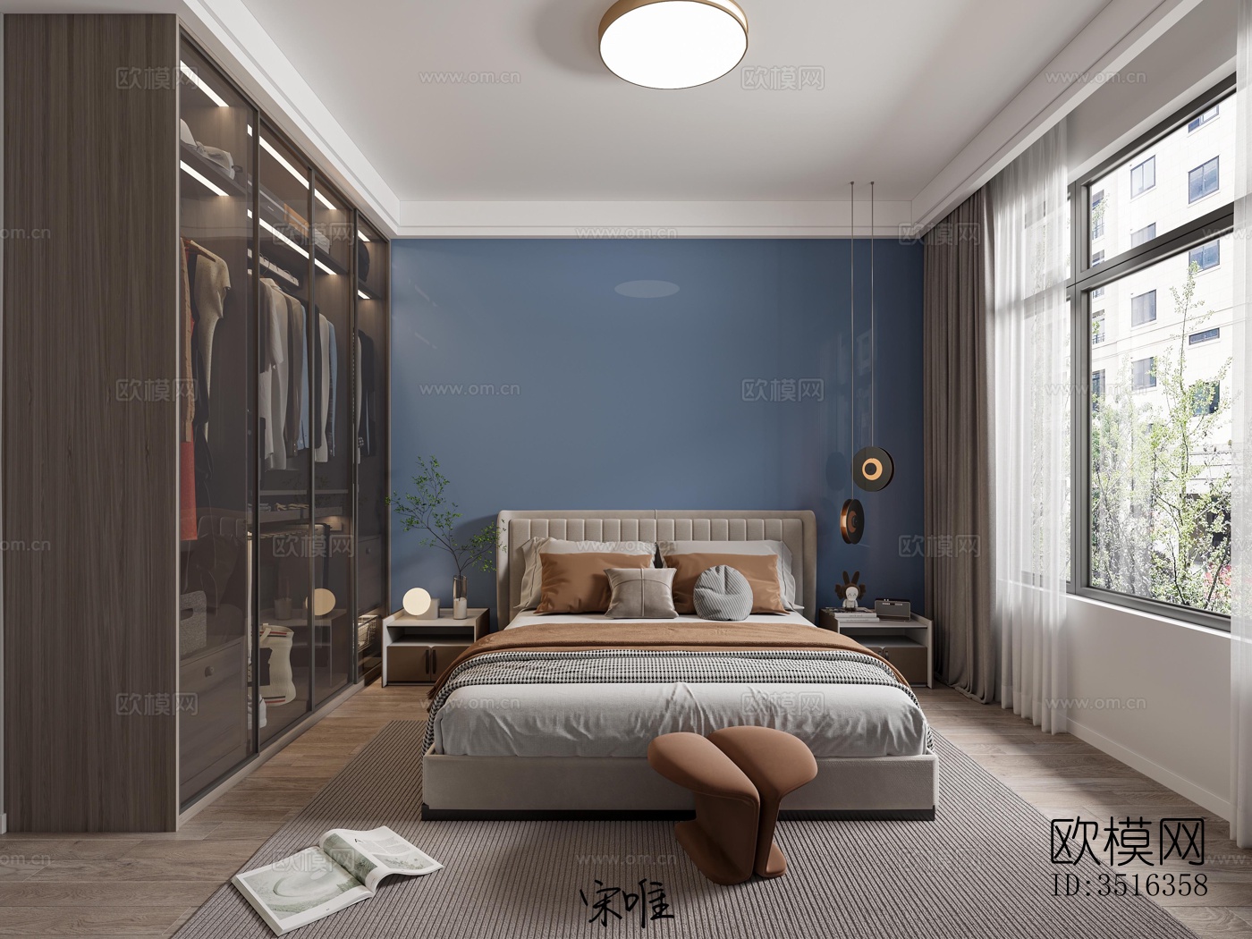 现代平层效果图下载（渲染图6）