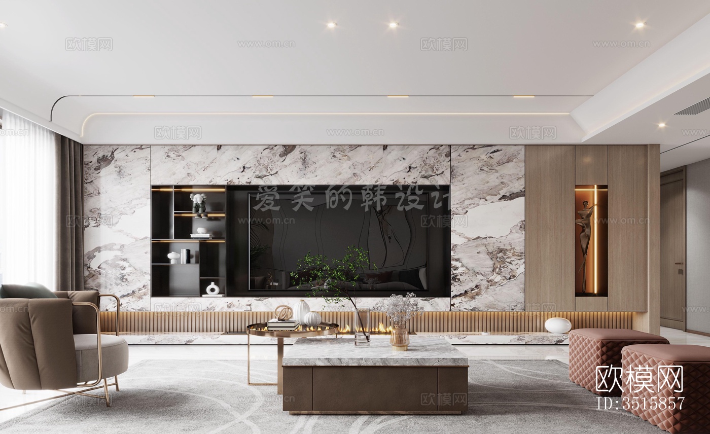 现代平层效果图下载（渲染图1）