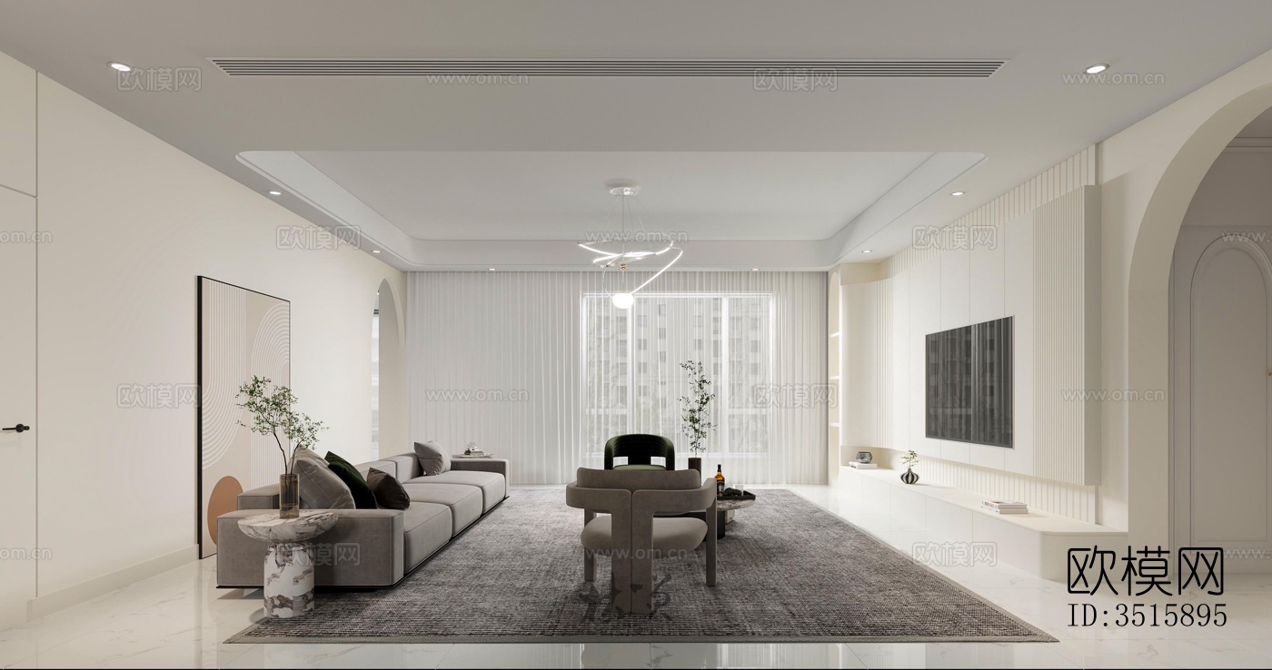 现代平层效果图下载（渲染图1）