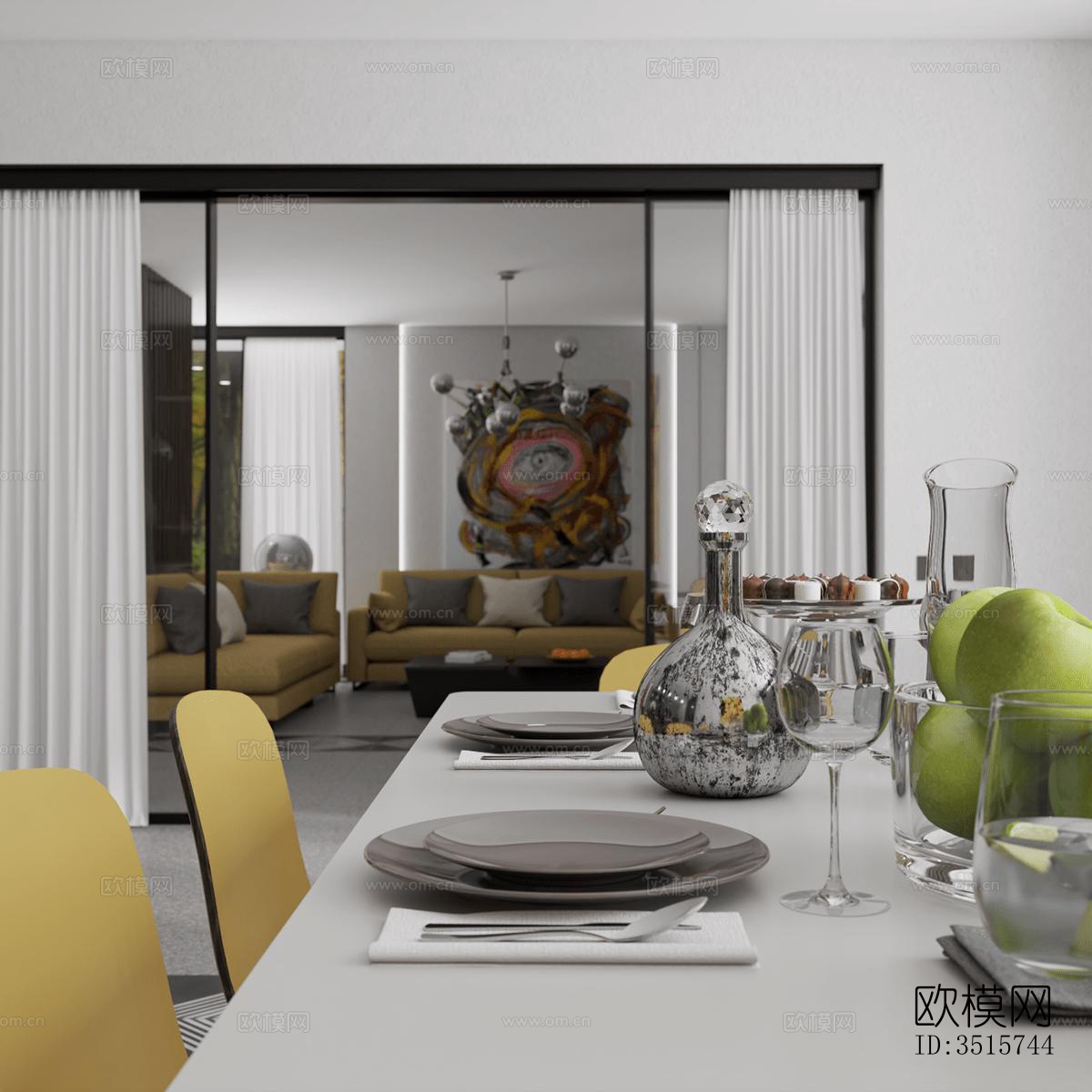 现代平层效果图下载（渲染图13）