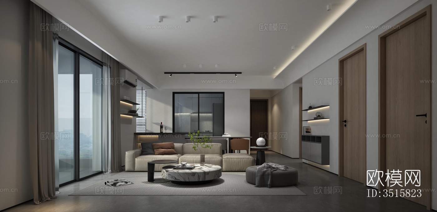 现代平层效果图下载（渲染图2）