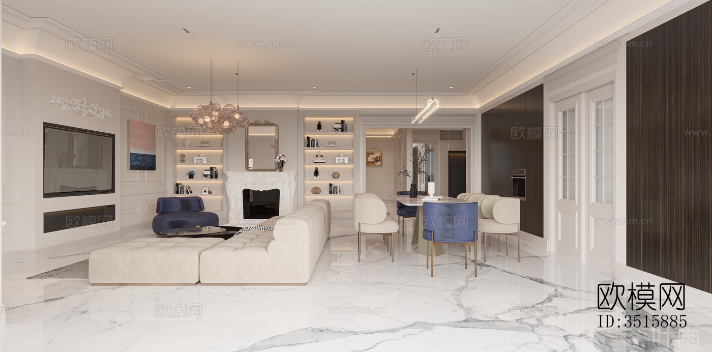 现代平层效果图下载（渲染图3）