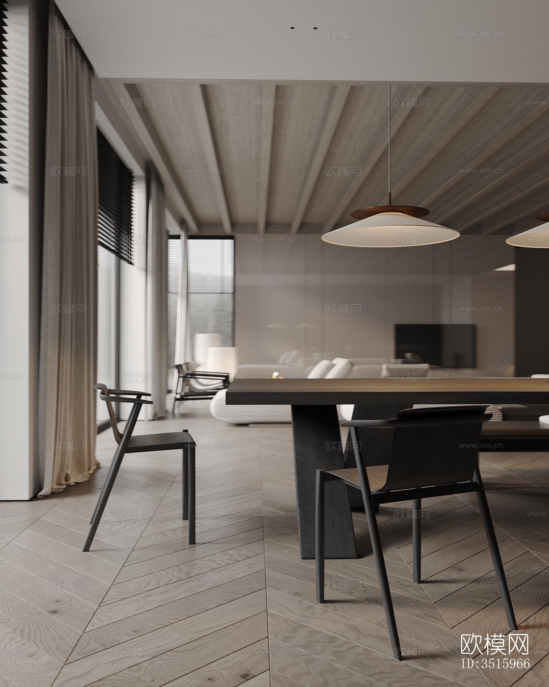 现代平层效果图下载（渲染图3）