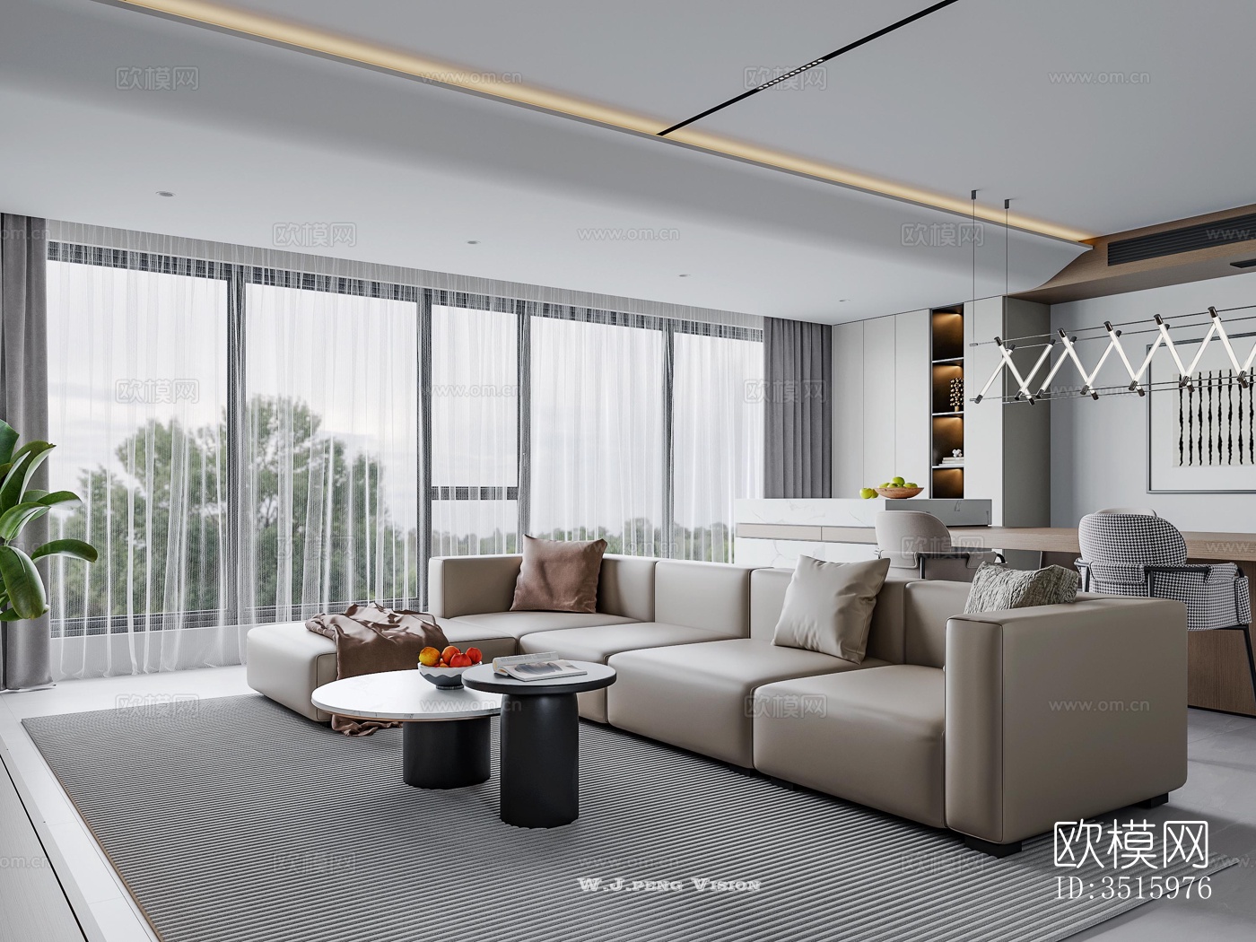 现代平层效果图下载（渲染图6）