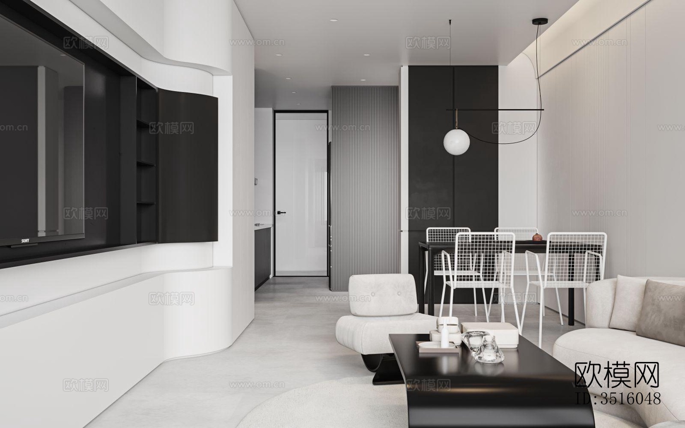 现代平层效果图下载（渲染图16）