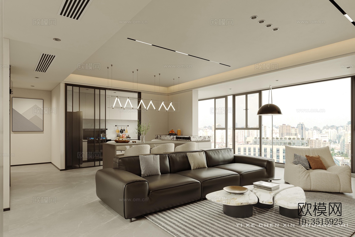 现代平层效果图下载（渲染图8）