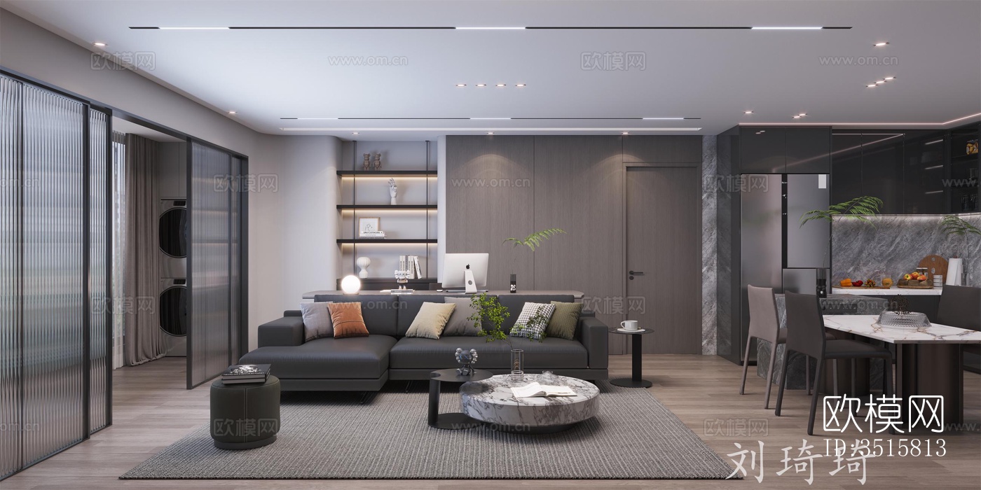 现代平层效果图下载（渲染图5）