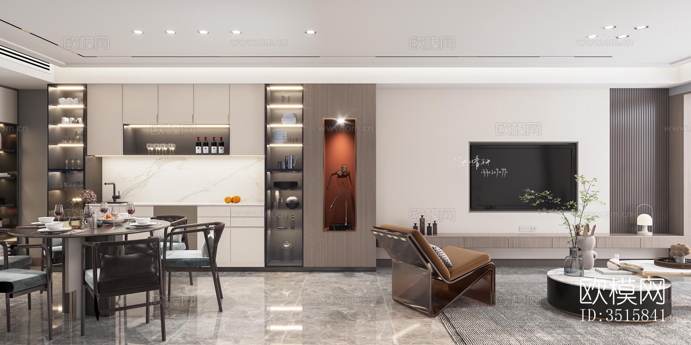 现代平层效果图下载（渲染图8）