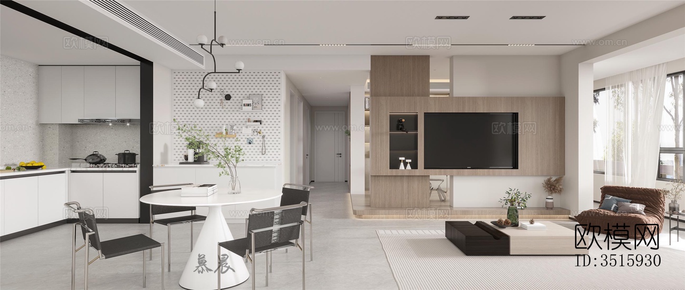 现代平层效果图下载（渲染图2）