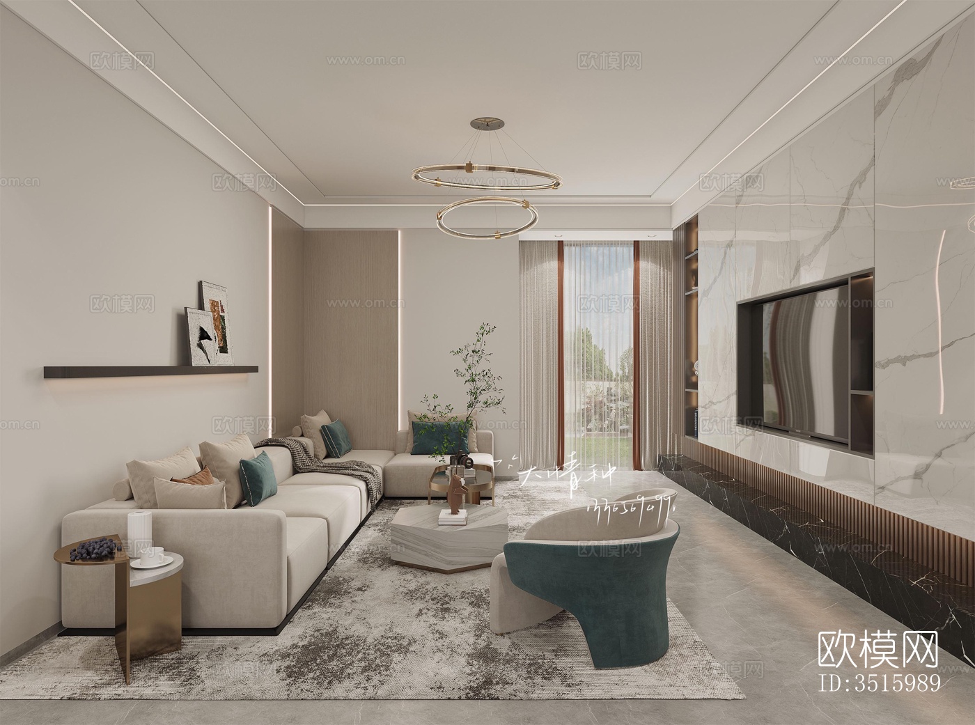 现代平层效果图下载（渲染图7）