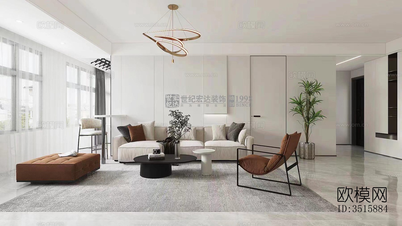 现代平层效果图下载（渲染图8）