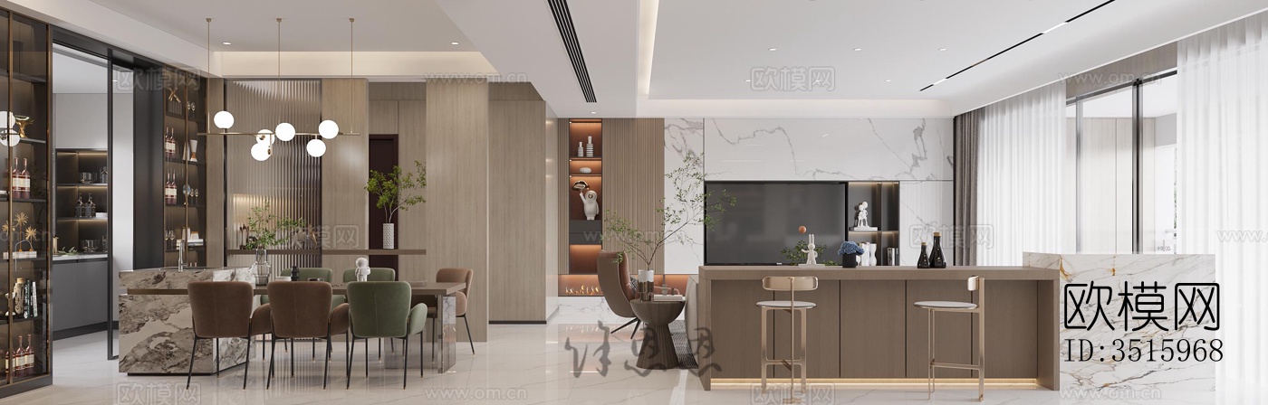 现代平层效果图下载（渲染图1）