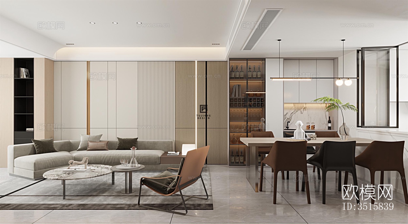 现代平层效果图下载（渲染图1）