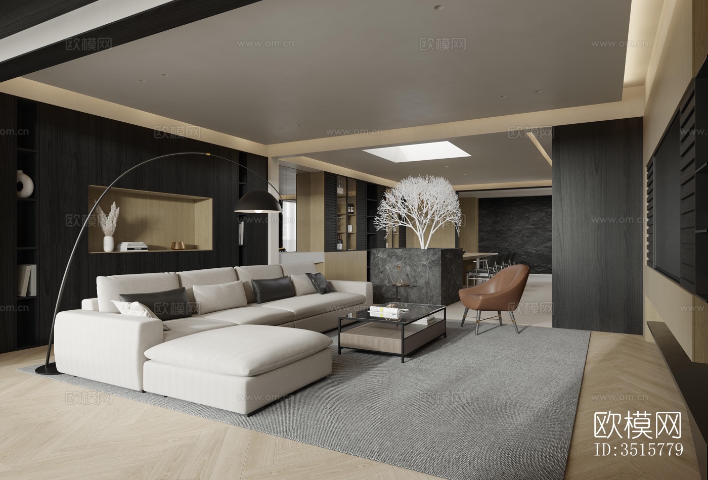 现代平层效果图下载（渲染图1）