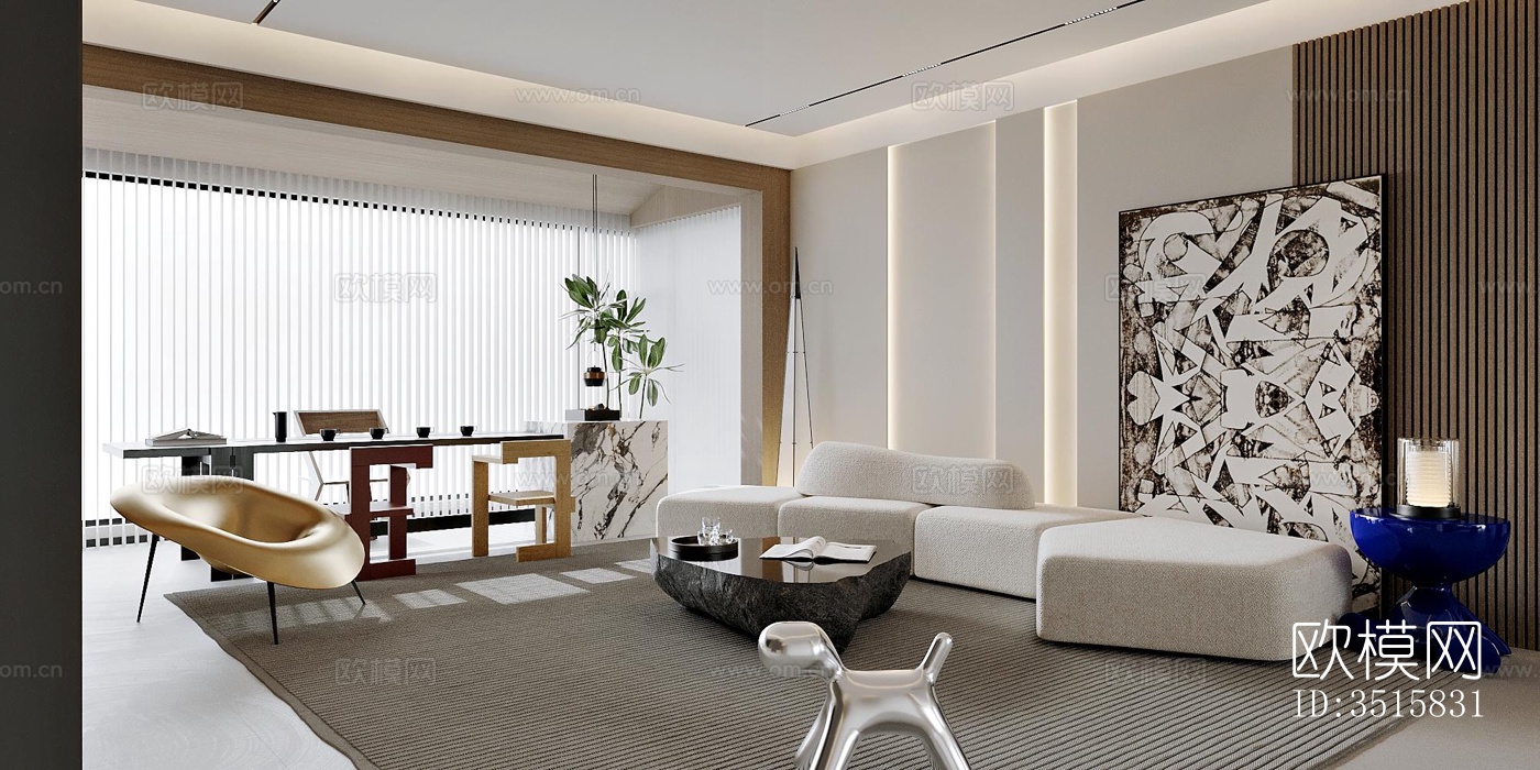 现代平层效果图下载（渲染图1）