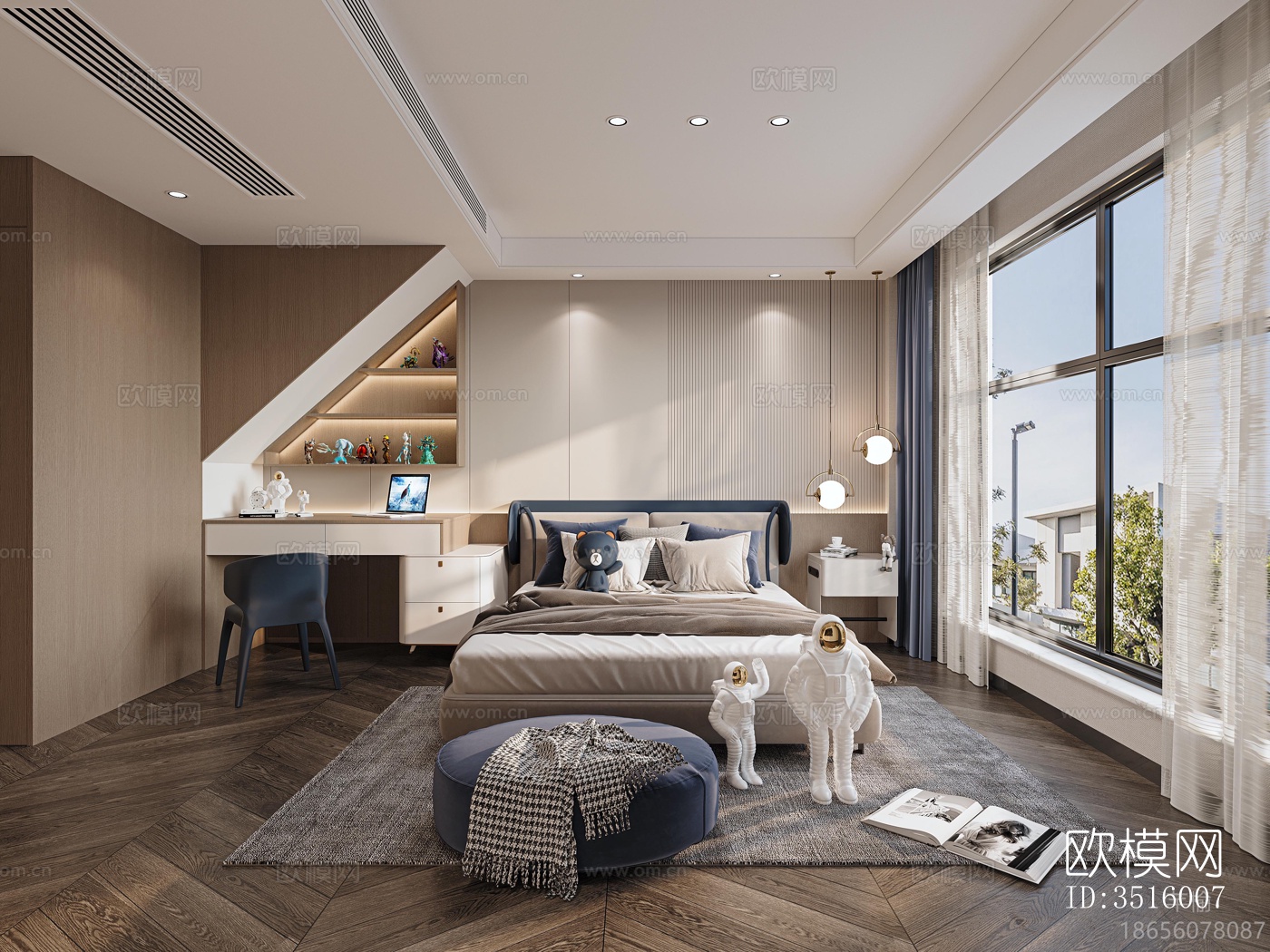 现代平层效果图下载（渲染图4）