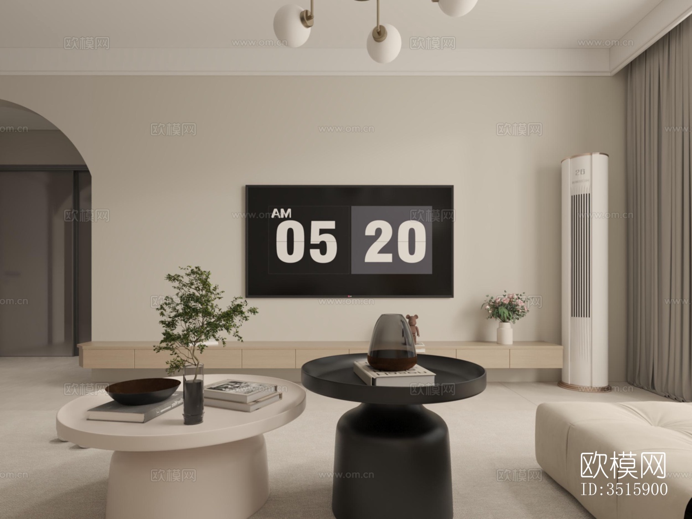 现代平层效果图下载（渲染图1）