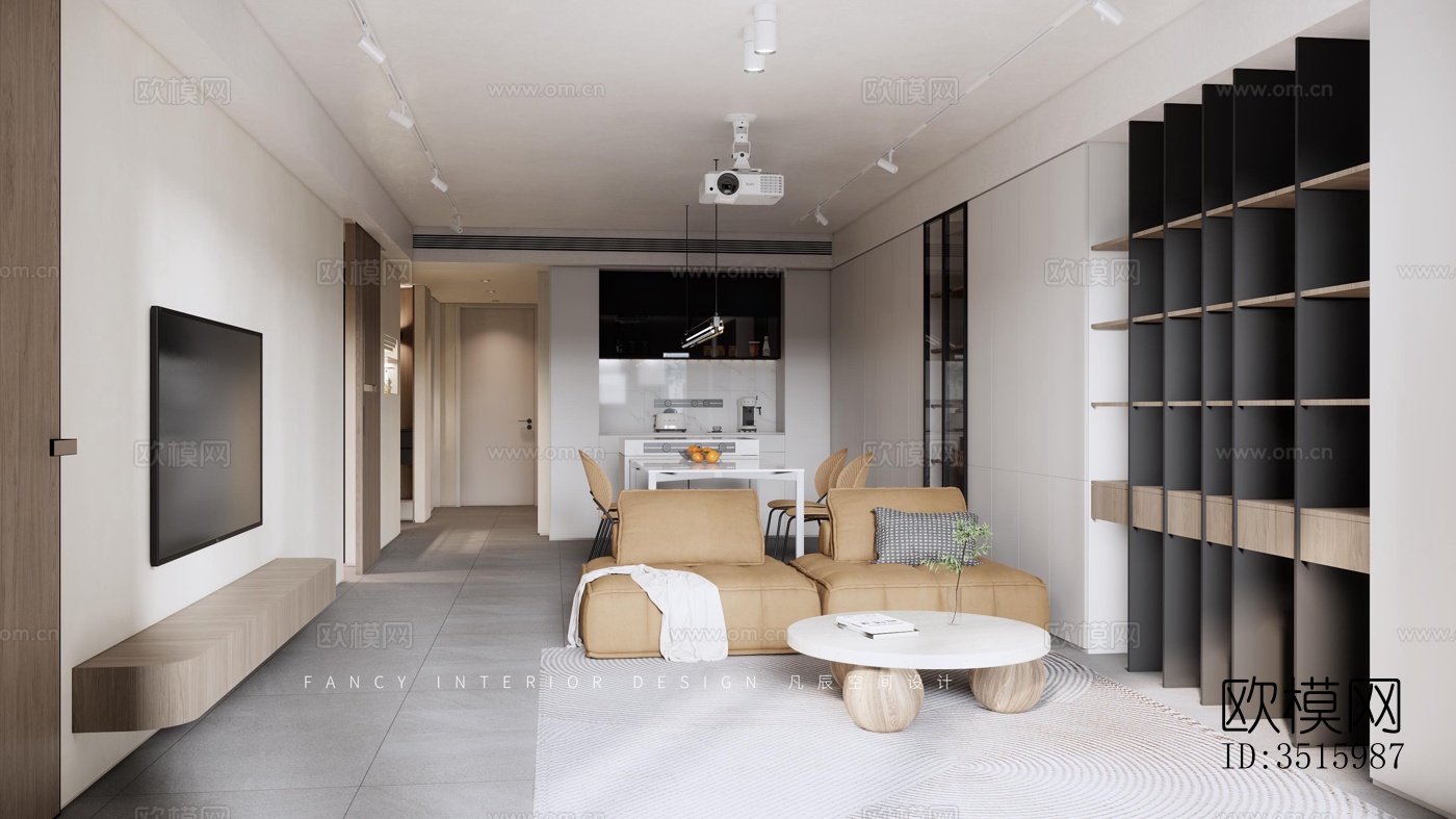 现代平层效果图下载（渲染图13）