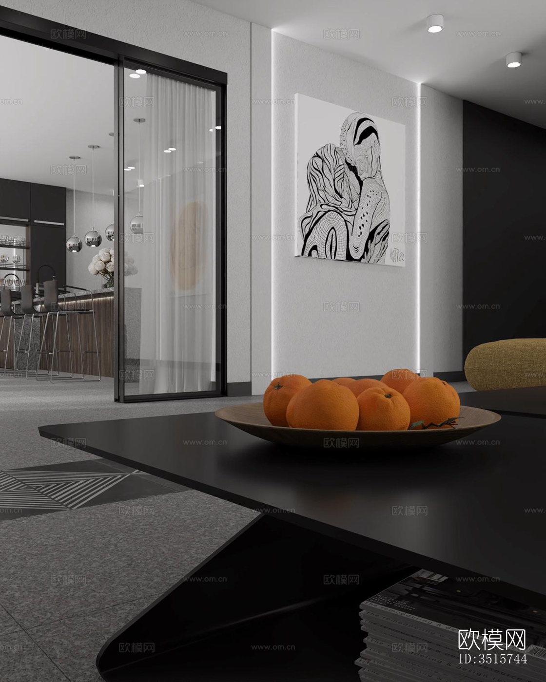 现代平层效果图下载（渲染图16）