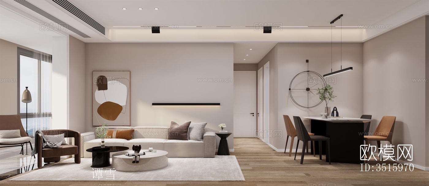 现代平层效果图下载（渲染图4）