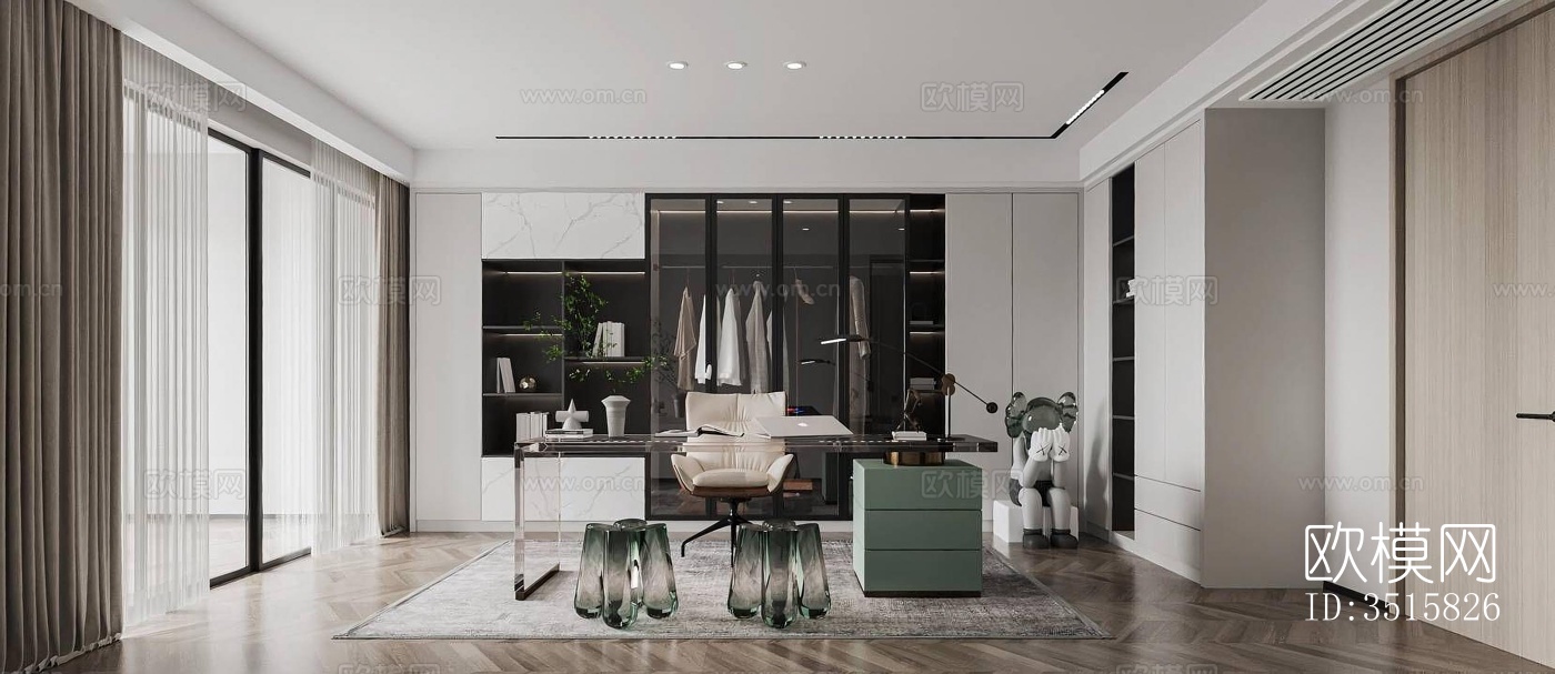 现代平层效果图下载（渲染图4）