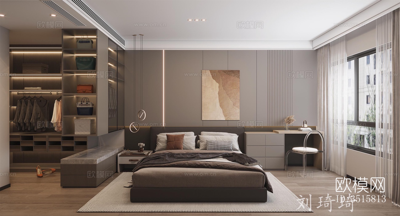 现代平层效果图下载（渲染图3）