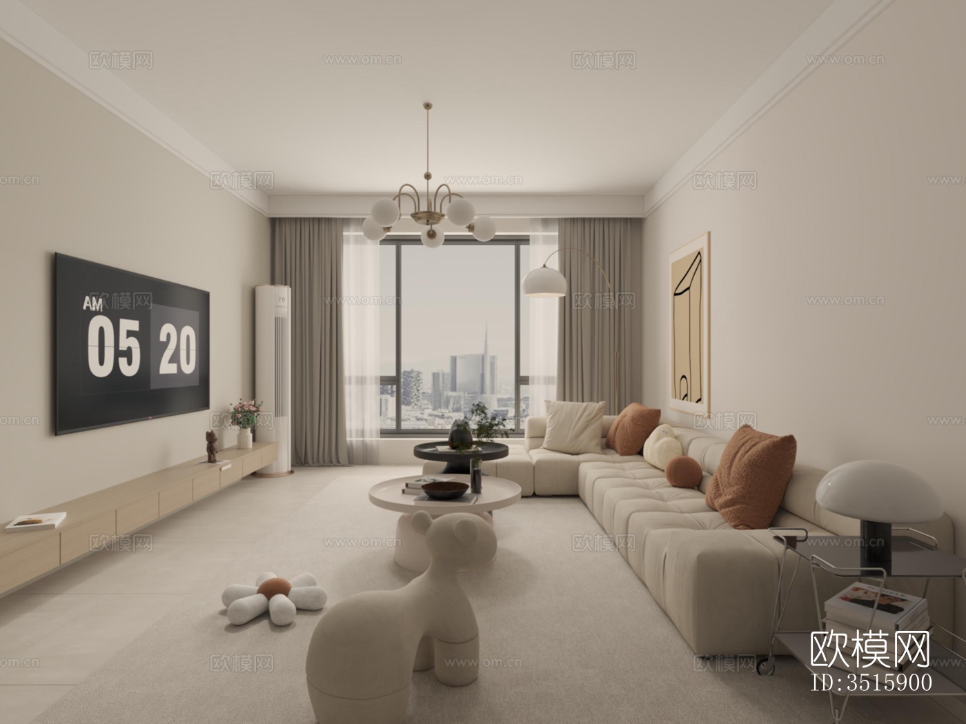 现代平层效果图下载（渲染图5）