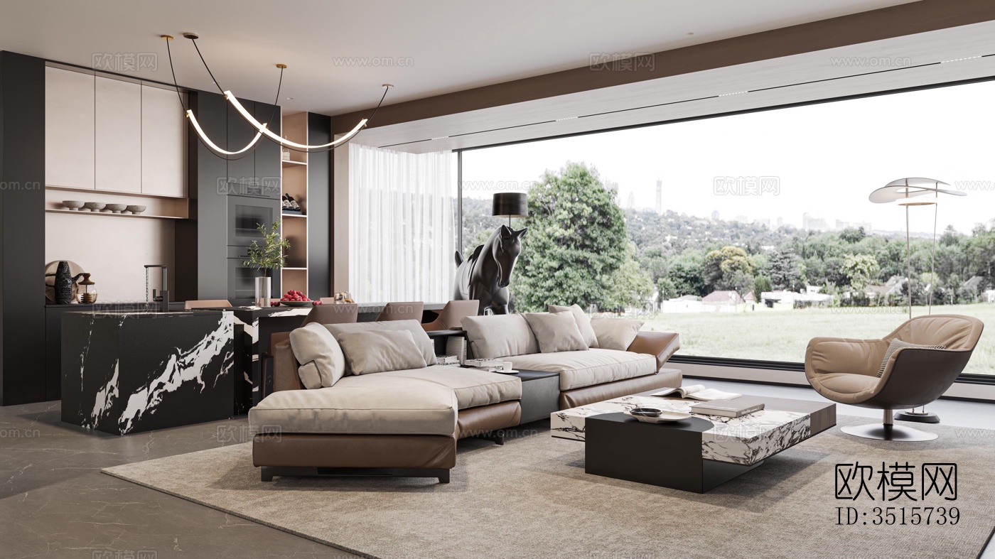 现代平层效果图下载（渲染图7）