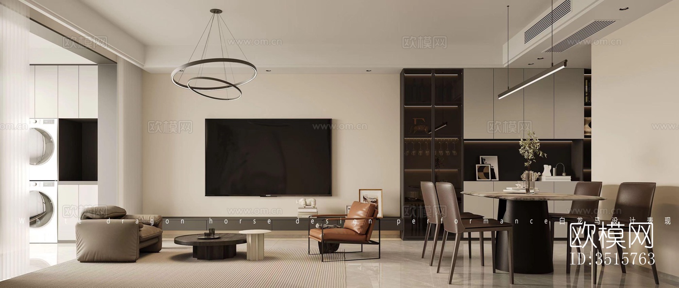 现代平层效果图下载（渲染图3）