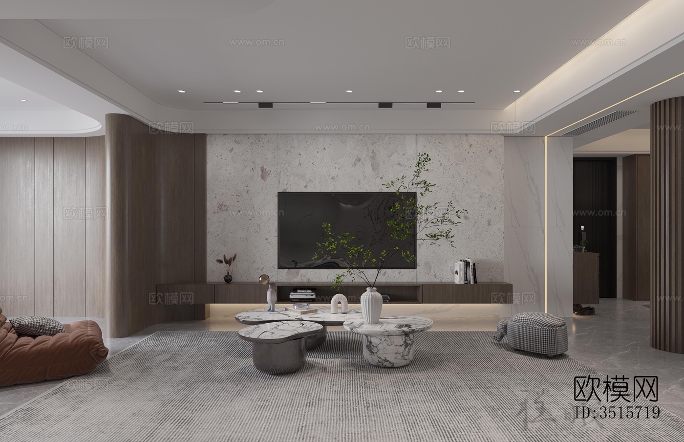 现代平层效果图下载（渲染图3）