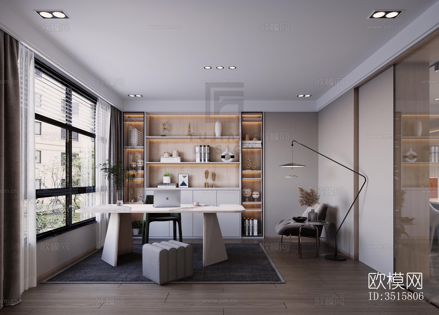 现代平层效果图下载（渲染图8）