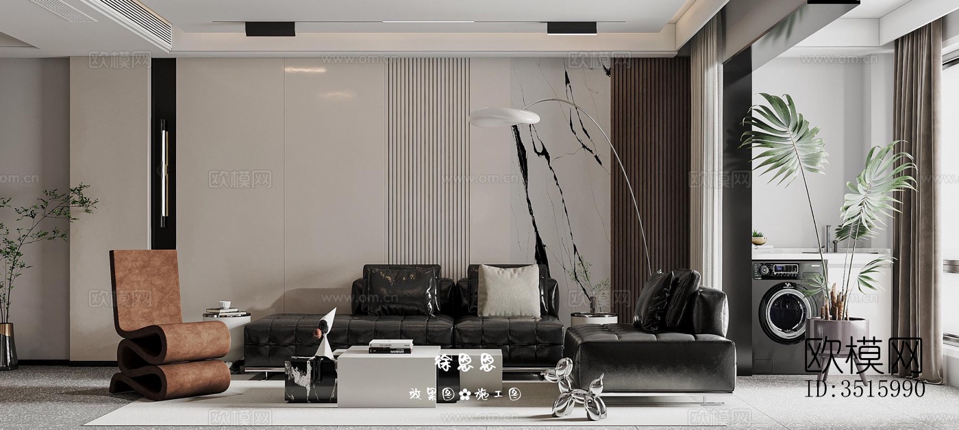 现代平层效果图下载（渲染图2）