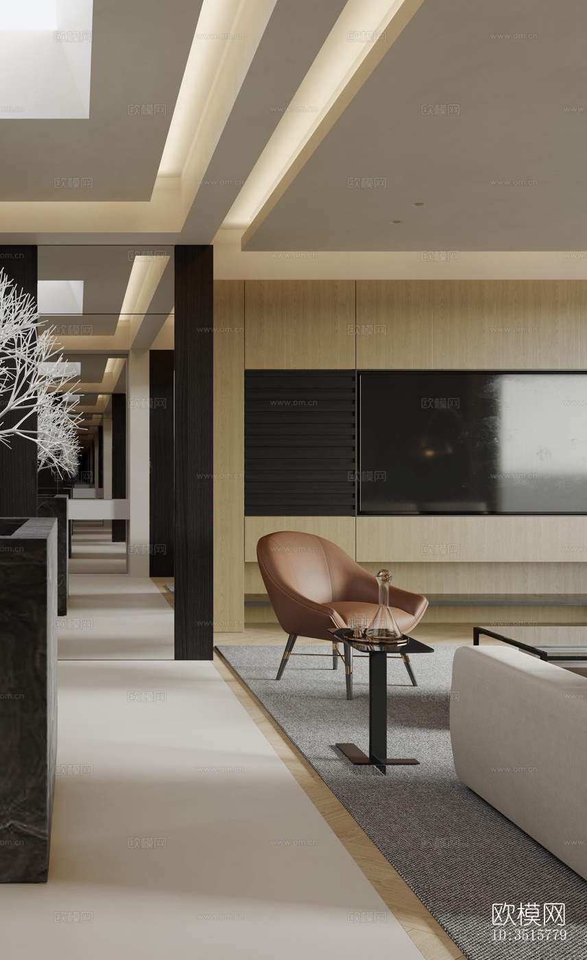 现代平层效果图下载（渲染图8）