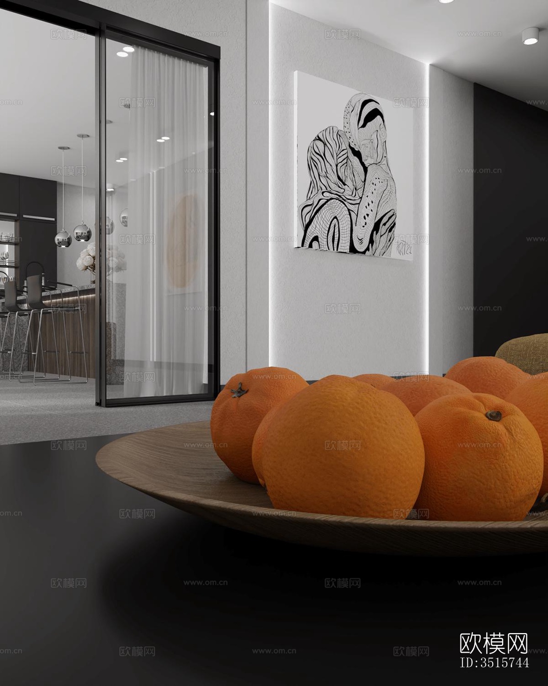 现代平层效果图下载（渲染图15）