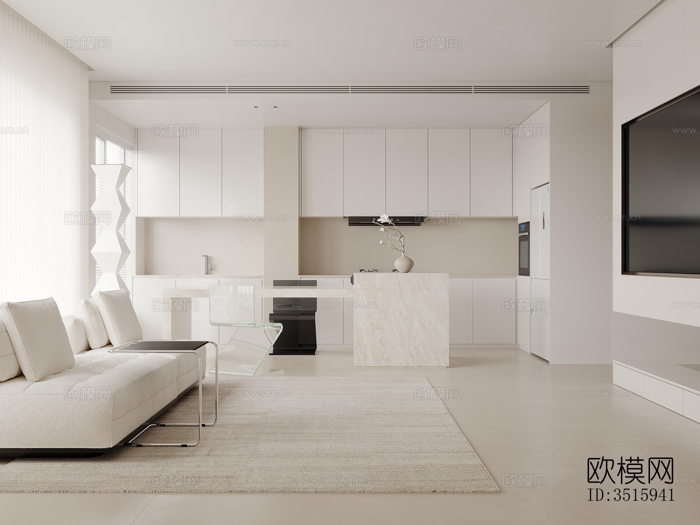 现代平层效果图下载（渲染图1）