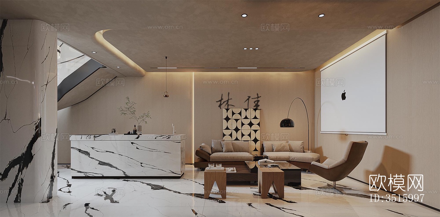 现代平层效果图下载（渲染图12）